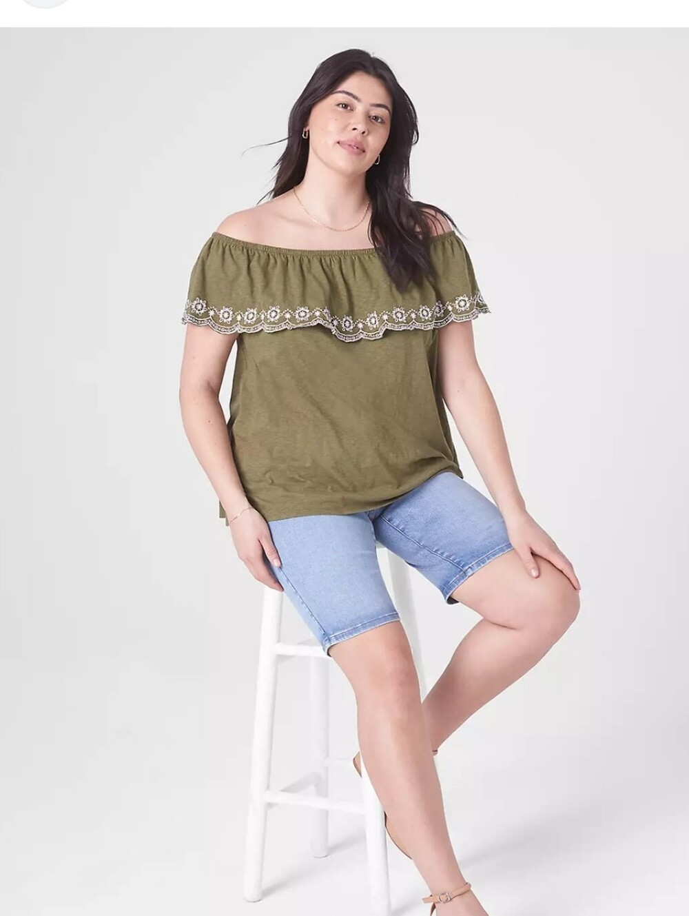 Lane Bryant Green Off-the-Shoulder Top Size 38/40 NWT